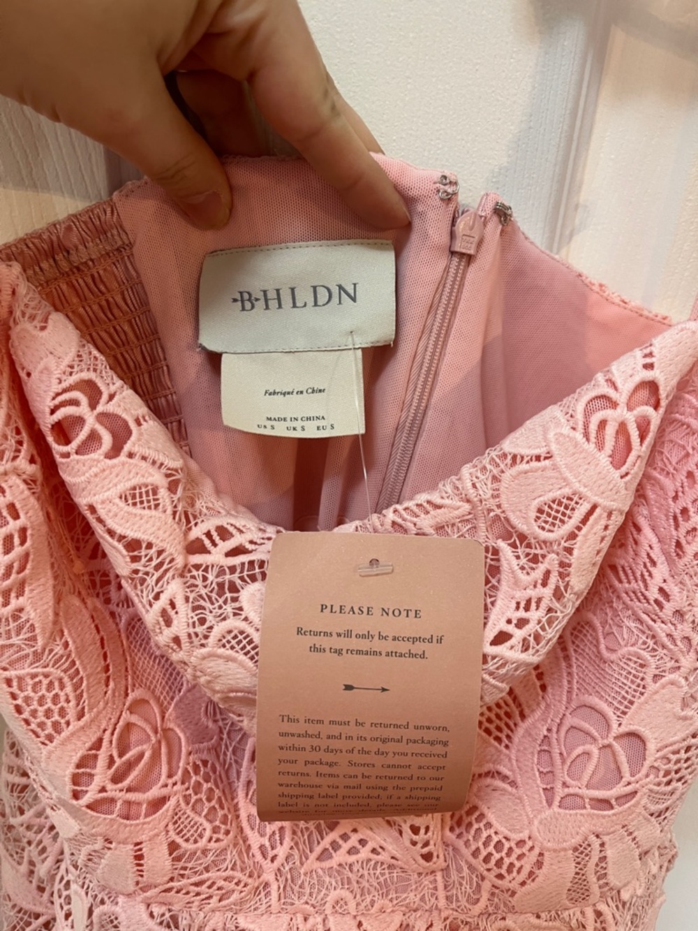 NWT Anthropologie BHLDN pink lace mini dress - STUNNING - Picture 3 of 15